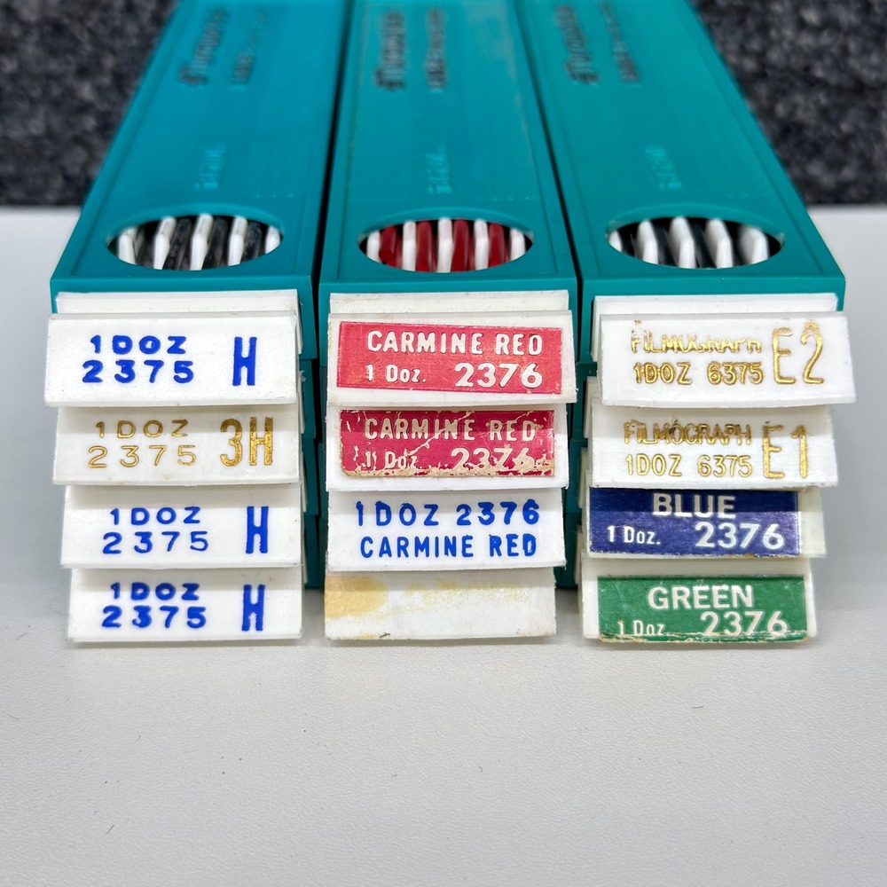 Vintage Berol Eagle Turquoise Drawing Leads Lot 2375 2376 Carmine Red Blue Green